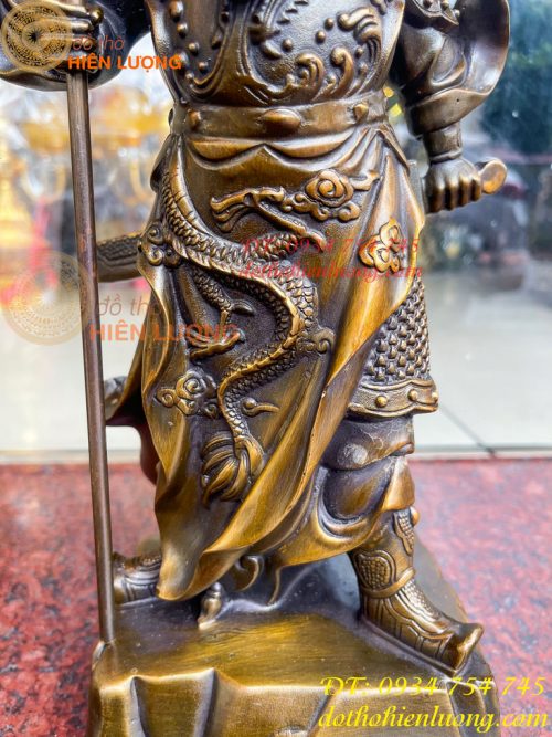 Tượng Quan Công Cao 35cm Bằng Đồng Đứng Trấn Ải Nặng 5kg