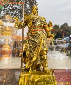Tượng Quan Công Cao 35cm Bằng Đồng Đứng Trấn Ải Nặng 5kg