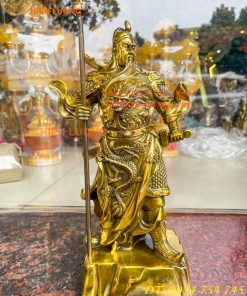 Tượng Quan Công Cao 35cm Bằng Đồng Đứng Trấn Ải Nặng 5kg