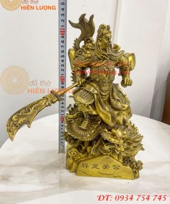 Tượng quan công đứng rồng bằng đồng (DxRxC 18x12x34cm)