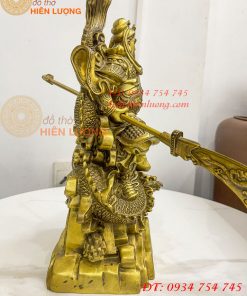 Tượng quan công đứng rồng bằng đồng (DxRxC 18x12x34cm)