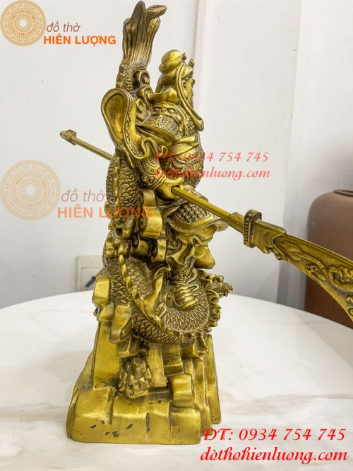 Tượng quan công đứng rồng bằng đồng (DxRxC 18x12x34cm)