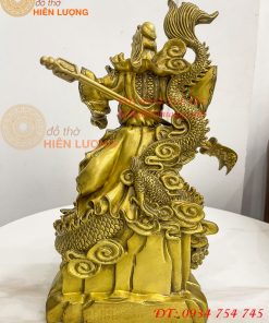 Tượng quan công đứng rồng bằng đồng (DxRxC 18x12x34cm)