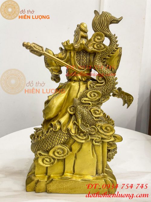 Tượng quan công đứng rồng bằng đồng (DxRxC 18x12x34cm)