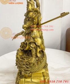Tượng quan công đứng rồng bằng đồng (DxRxC 18x12x34cm)