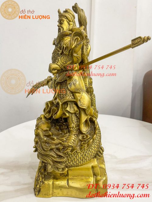 Tượng quan công đứng rồng bằng đồng (DxRxC 18x12x34cm)