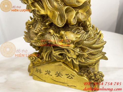 Tượng quan công đứng rồng bằng đồng (DxRxC 18x12x34cm)