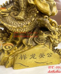 Tượng quan công đứng rồng bằng đồng (DxRxC 18x12x34cm)