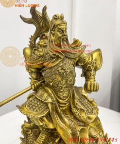 Tượng quan công đứng rồng bằng đồng (DxRxC 18x12x34cm)