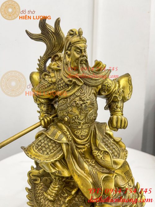 Tượng quan công đứng rồng bằng đồng (DxRxC 18x12x34cm)