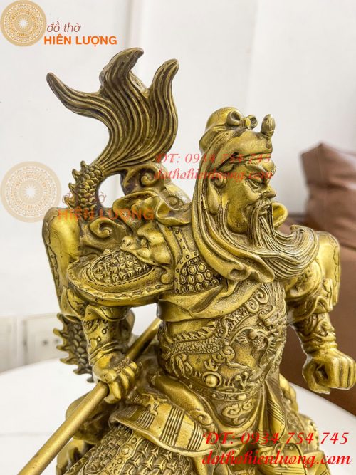 Tượng quan công đứng rồng bằng đồng (DxRxC 18x12x34cm)
