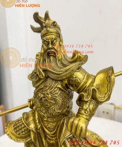 Tượng quan công đứng rồng bằng đồng (DxRxC 18x12x34cm)