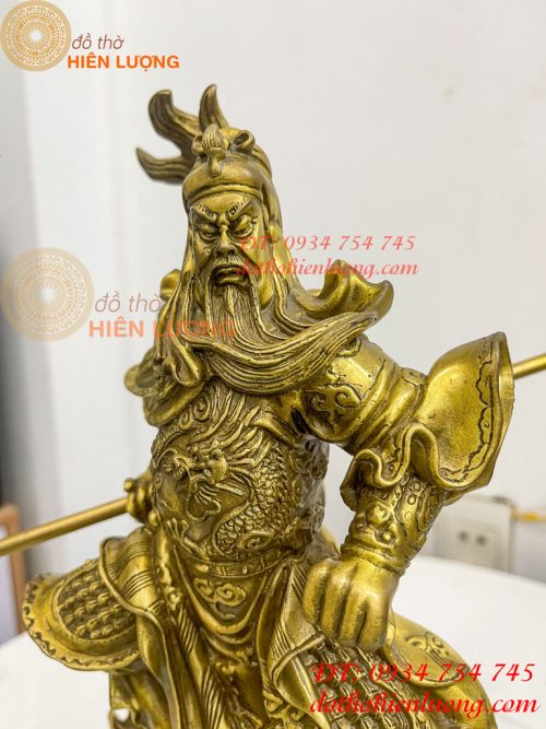 Tượng quan công đứng rồng bằng đồng (DxRxC 18x12x34cm)