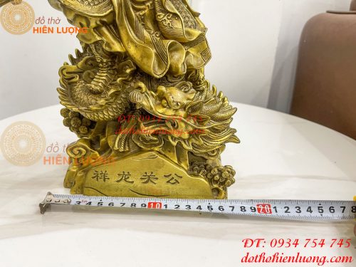Tượng quan công đứng rồng bằng đồng (DxRxC 18x12x34cm)
