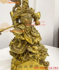 Tượng quan công đứng rồng bằng đồng (DxRxC 18x12x34cm)