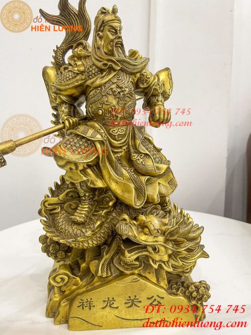 Tượng quan công đứng rồng bằng đồng (DxRxC 18x12x34cm)