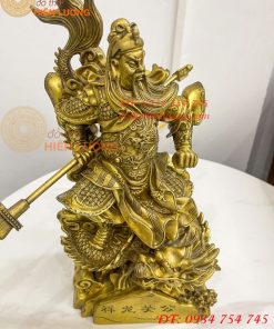 Tượng quan công đứng rồng bằng đồng (DxRxC 18x12x34cm)