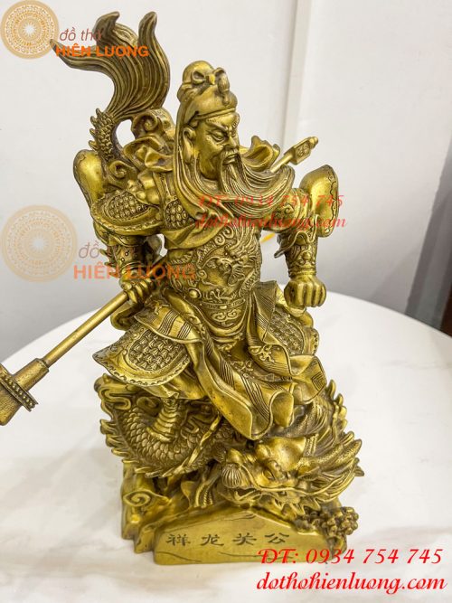 Tượng quan công đứng rồng bằng đồng (DxRxC 18x12x34cm)