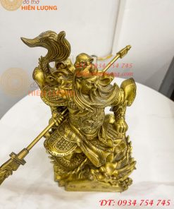 Tượng quan công đứng rồng bằng đồng (DxRxC 18x12x34cm)