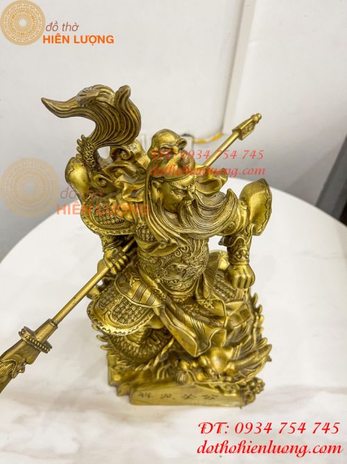 Tượng quan công đứng rồng bằng đồng (DxRxC 18x12x34cm)