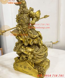 Tượng quan công đứng rồng bằng đồng (DxRxC 18x12x34cm)
