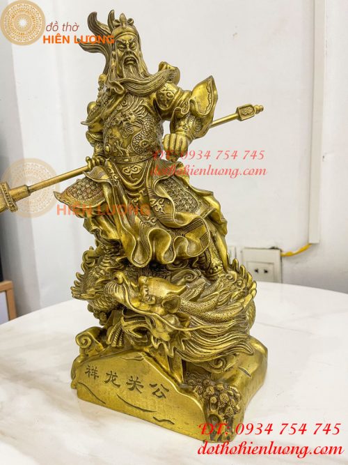 Tượng quan công đứng rồng bằng đồng (DxRxC 18x12x34cm)