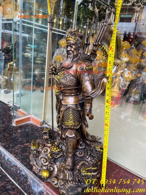 Tượng quan công ngũ cờ bằng đồng hun cao 65cm Cao Cấp