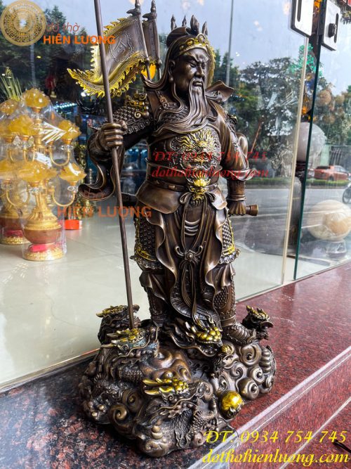 Tượng quan công ngũ cờ bằng đồng hun cao 65cm Cao Cấp