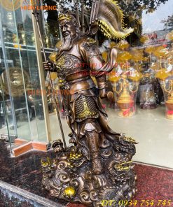 Tượng quan công ngũ cờ bằng đồng hun cao 65cm Cao Cấp