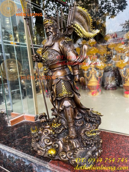 Tượng quan công ngũ cờ bằng đồng hun cao 65cm Cao Cấp