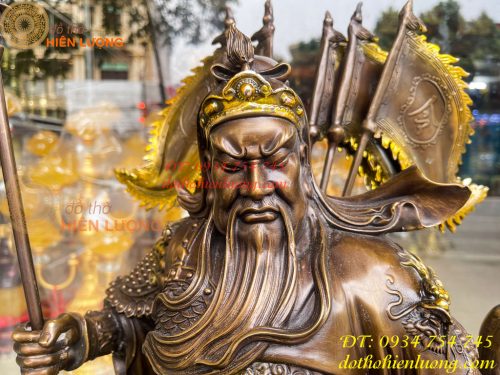 Tượng quan công ngũ cờ bằng đồng hun cao 65cm Cao Cấp