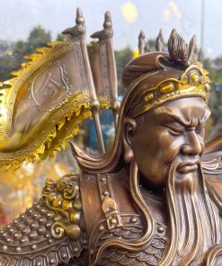 Tượng quan công ngũ cờ bằng đồng hun cao 65cm Cao Cấp