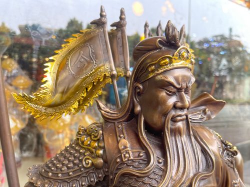 Tượng quan công ngũ cờ bằng đồng hun cao 65cm Cao Cấp