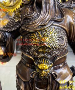 Tượng quan công ngũ cờ bằng đồng hun cao 65cm Cao Cấp