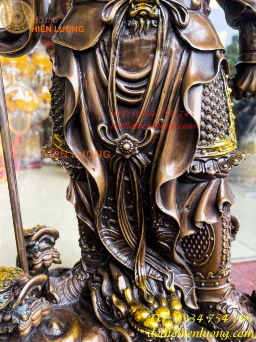 Tượng quan công ngũ cờ bằng đồng hun cao 65cm Cao Cấp