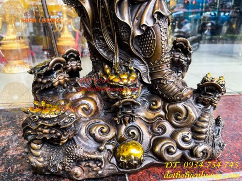 Tượng quan công ngũ cờ bằng đồng hun cao 65cm Cao Cấp
