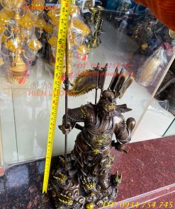 Tượng quan công ngũ cờ bằng đồng hun cao 65cm Cao Cấp