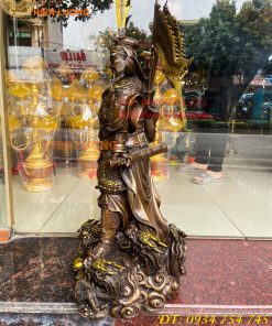 Tượng quan công ngũ cờ bằng đồng hun cao 65cm Cao Cấp