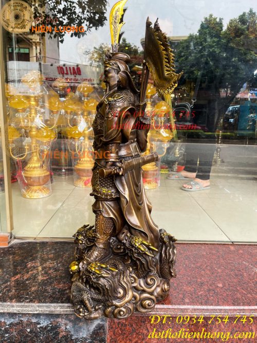 Tượng quan công ngũ cờ bằng đồng hun cao 65cm Cao Cấp