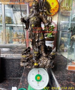 Tượng quan công ngũ cờ bằng đồng hun cao 65cm Cao Cấp