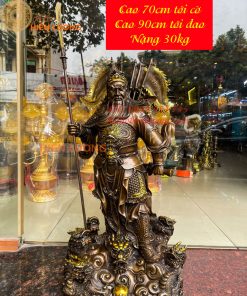Tượng quan công ngũ cờ bằng đồng hun cao 65cm Cao Cấp