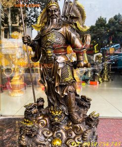 Tượng quan công ngũ cờ bằng đồng hun cao 65cm Cao Cấp