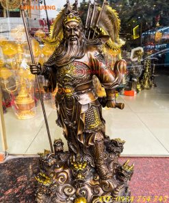 Tượng quan công ngũ cờ bằng đồng hun cao 65cm Cao Cấp