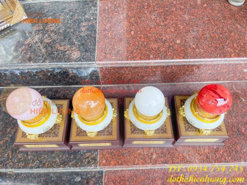 Bi Cầu Thạch Anh Đế Ngọc Đủ Màu ĐK 12cm, Cao 30cm