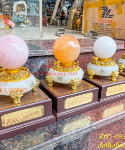 Bi Cầu Thạch Anh Đế Ngọc Đủ Màu ĐK 12cm, Cao 30cm