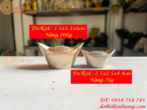 Thỏi bạc phong thủy dài 4,5cm và 6cm