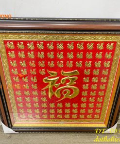 Tranh Bách Phúc 70x70cm Bằng Đồng Dát Vàng Liền Tấm