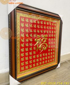 Tranh Bách Phúc 70x70cm Bằng Đồng Dát Vàng Liền Tấm
