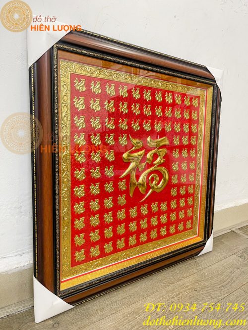 Tranh Bách Phúc 70x70cm Bằng Đồng Dát Vàng Liền Tấm