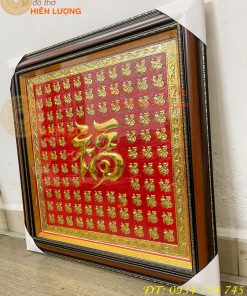 Tranh Bách Phúc 70x70cm Bằng Đồng Dát Vàng Liền Tấm